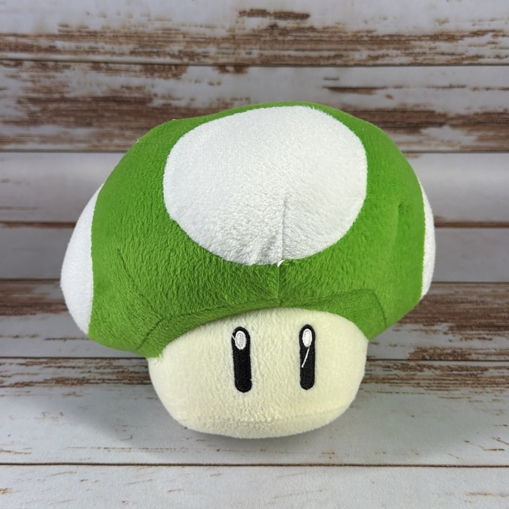 Authentic Nintendo Super Mario 2009 Green 1-Up Mushroom Plush 9"